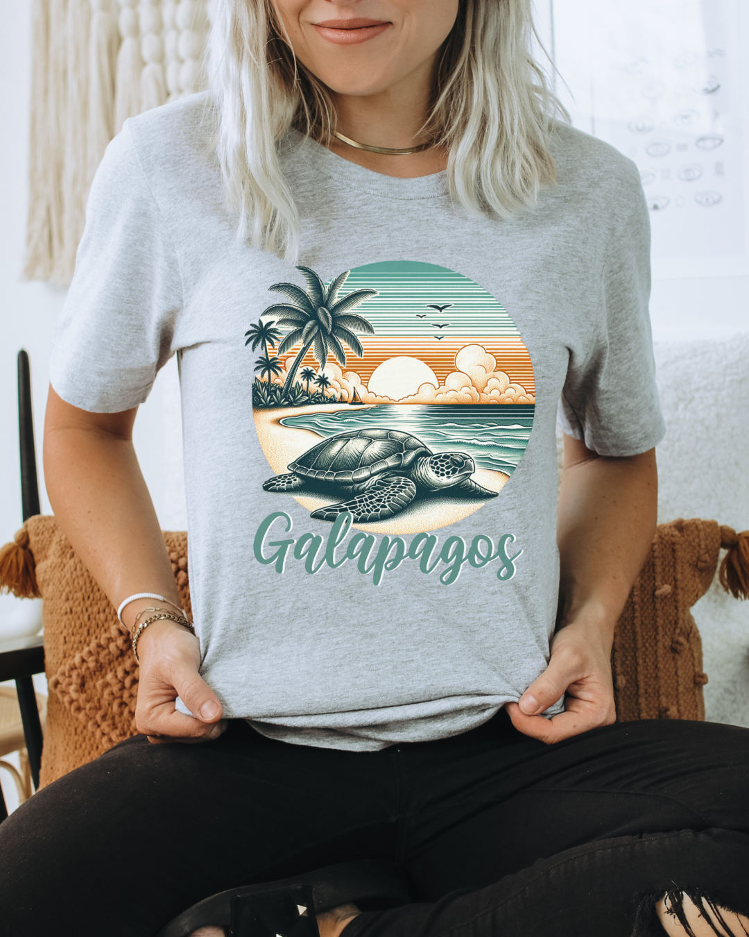 Sunset Galapagos Sea Turtle Tee