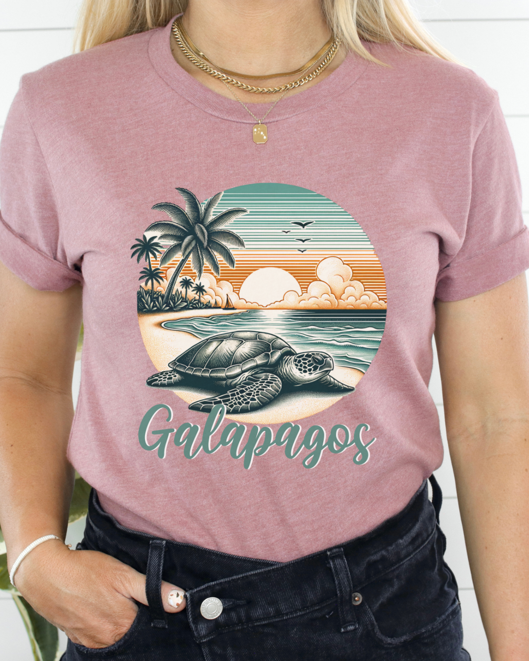 Sunset Galapagos Sea Turtle Tee