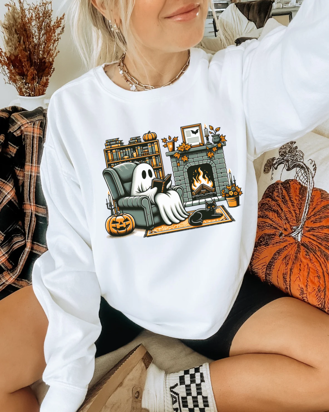 Halloween Reading Ghost Sweatshirt